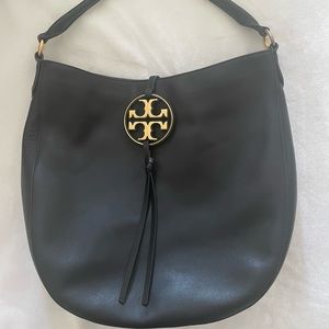 Tory Burch purse- Miller Metal Logo Slouchy Hobo - black- Large
